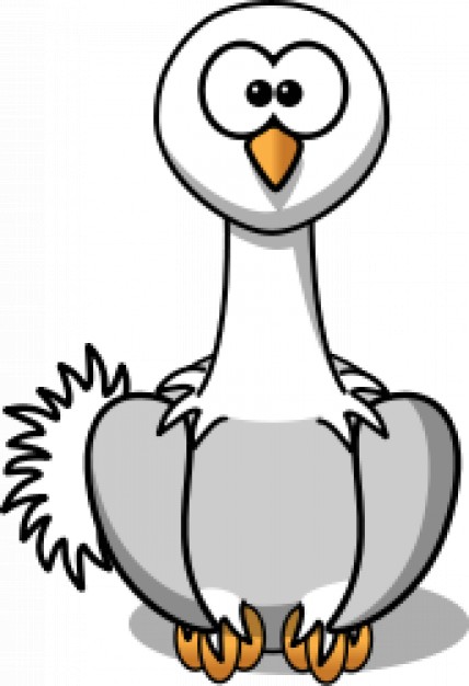 funny cartoon ostrich in front view