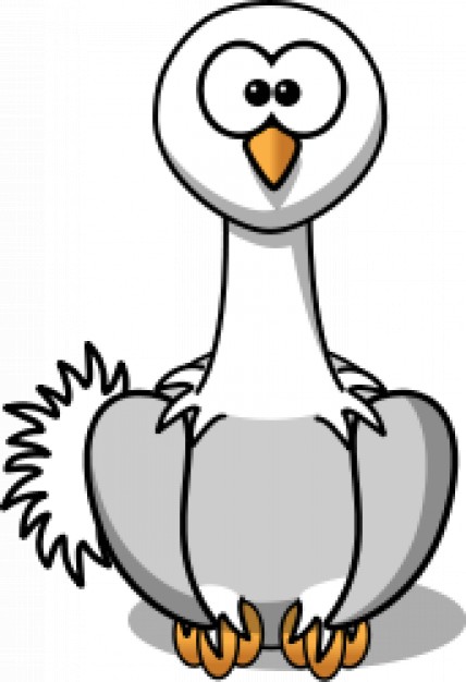 funny cartoon ostrich in front view
