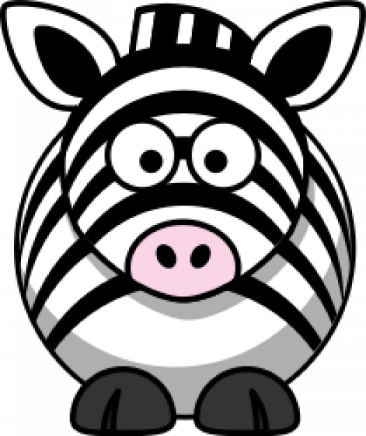 funny cartoon zebra with hat in front view