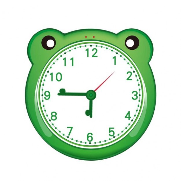 green alarm clock of cartoon frog style