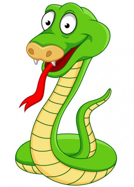green cartoon snake painted by hand