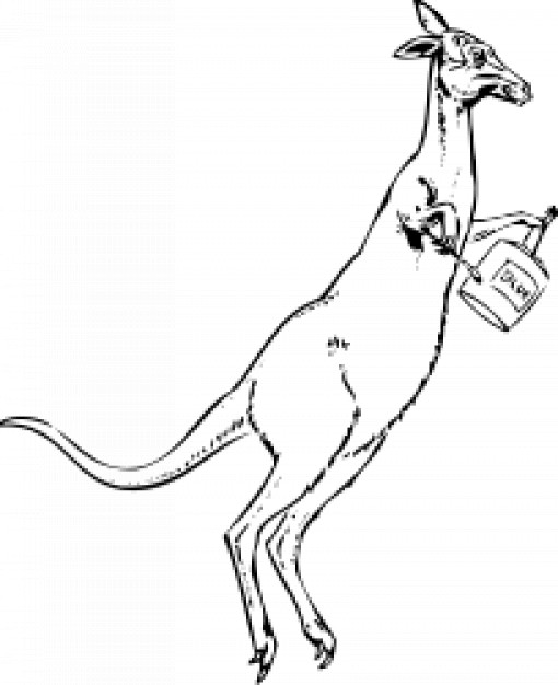 kangaroo standing with paintbrush and paint can silhouette