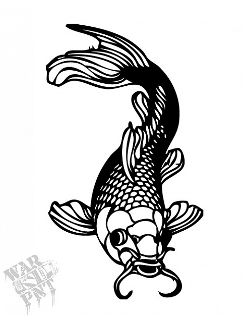 Koi carp Line art in top view