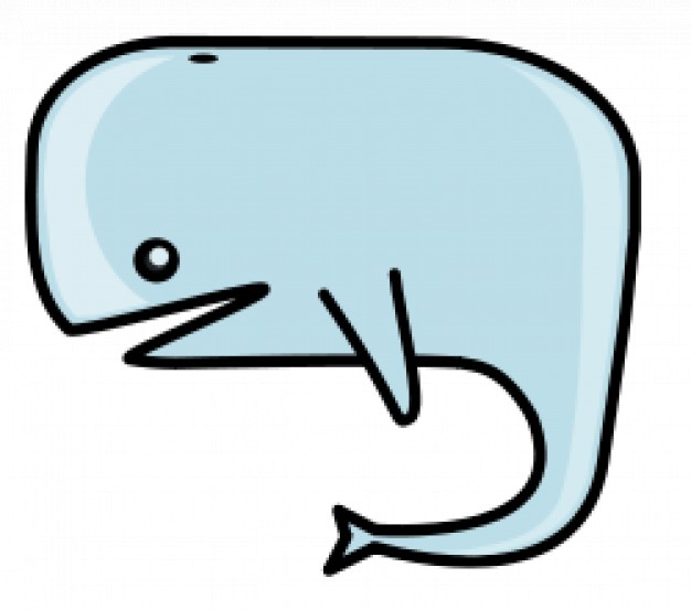 light blue whale doodle in simple line
