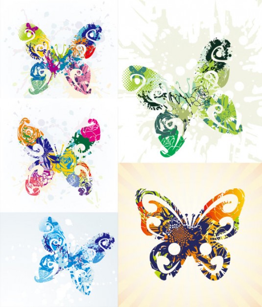 modern brilliant butterflies set