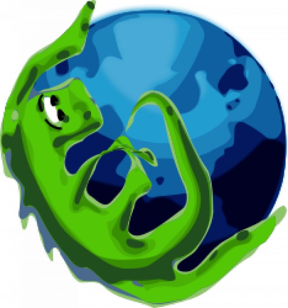 mozilla browser icon with green firing fox
