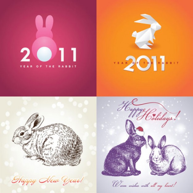 new year image with rabbit background