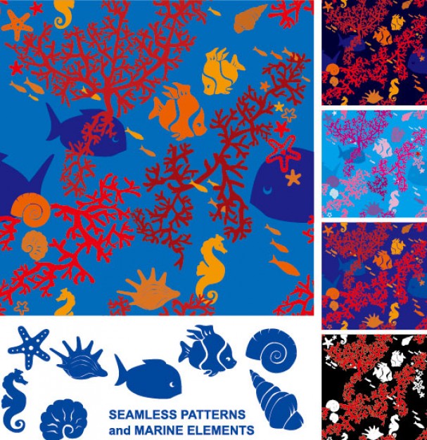 pattern silhouette with marine organisms