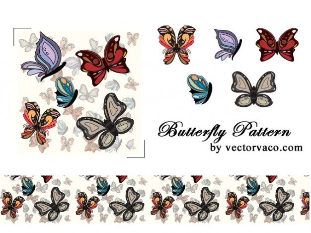 pattern with variety of butterflies in colour