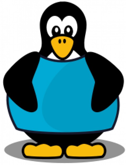 penguin with a blue shirt