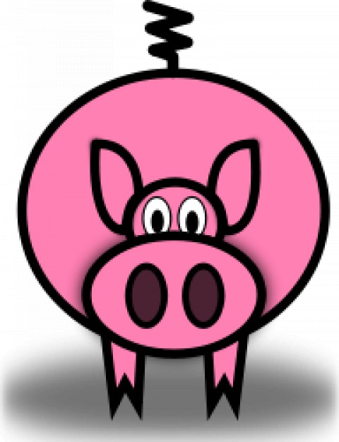 pink pig doodle in front view