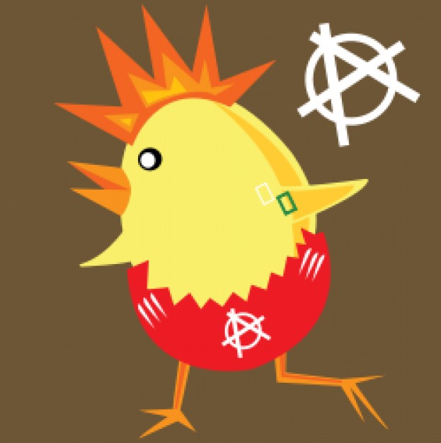 punk rock chicken for easter in brown