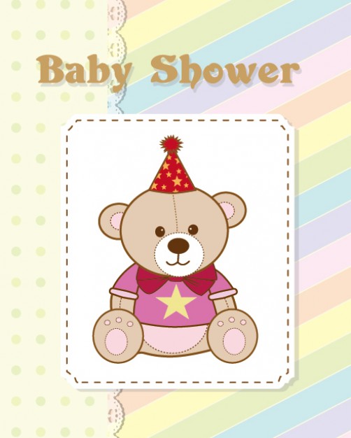 scrapbook style with bear over baby shower card