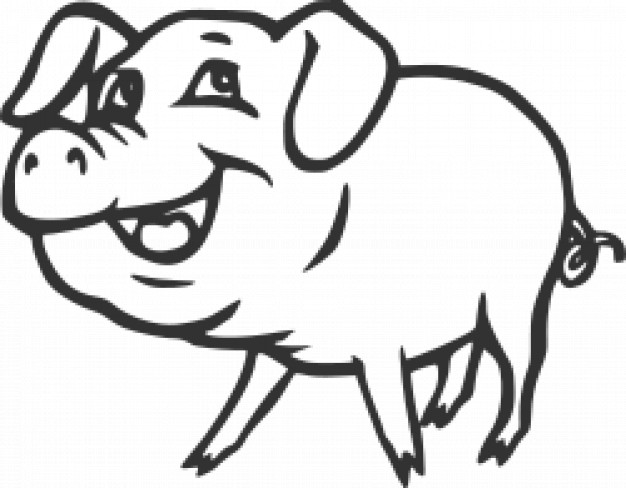 smiling pig doodle in simple line