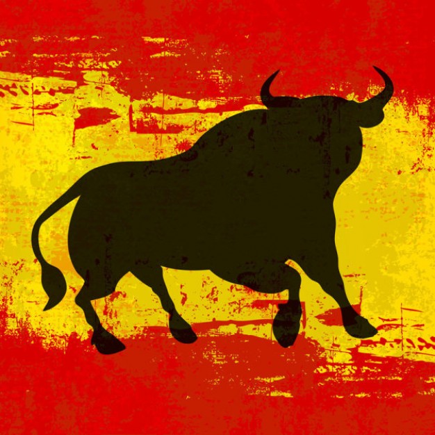 spanish bull with yellow and red background