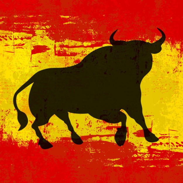 spanish bull with yellow and red background