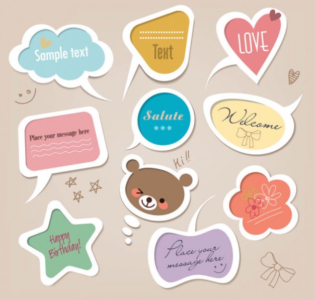 speech bubbles in many shapes or lables