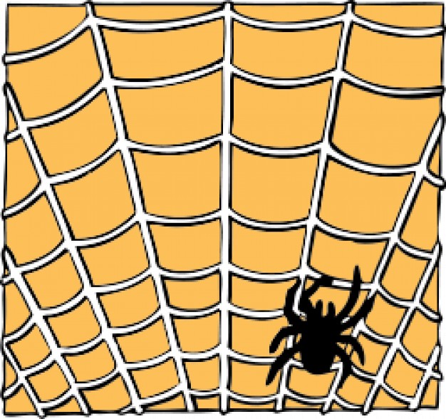spider on a spider web over earth yellow background