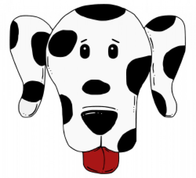 spotty dog head with black spots in front view