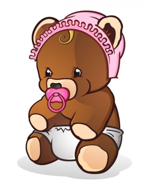 teddy bear with hat pacifier and diapers