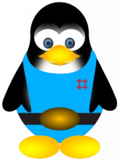 tux penguin with yellow feet in front view