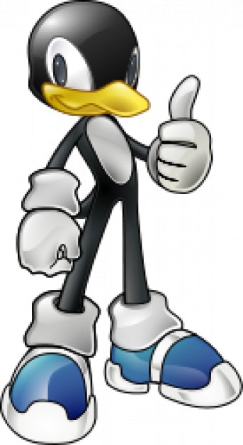 tux the penguin with shoes in sonic style
