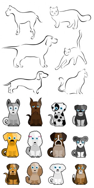 variety of cartoon dog stick figure