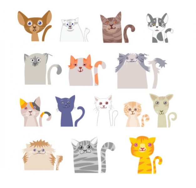 variety of cartoon illustrations funny cats