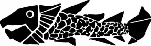 woodcut fish of clip art in black