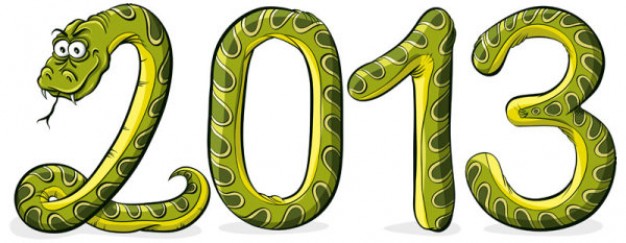 year number made of the snake cartoon