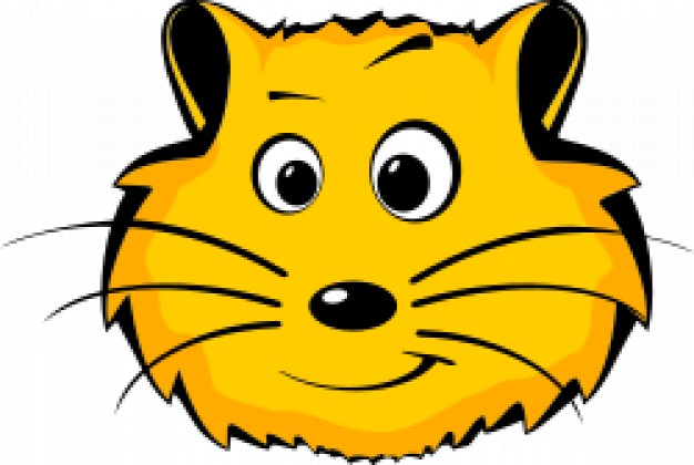 yellow comic hamster face in front view