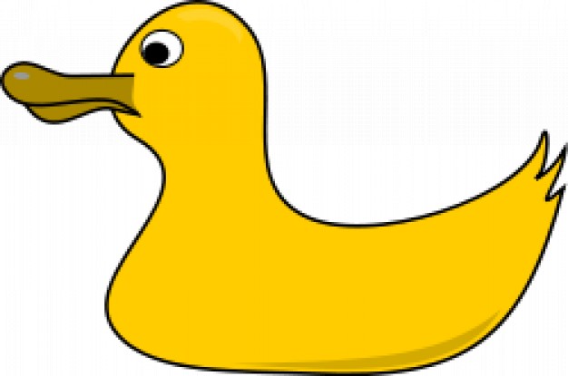 yellow rubber duck in side view