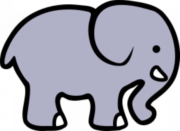 2d cartoon elephant doodle in side view