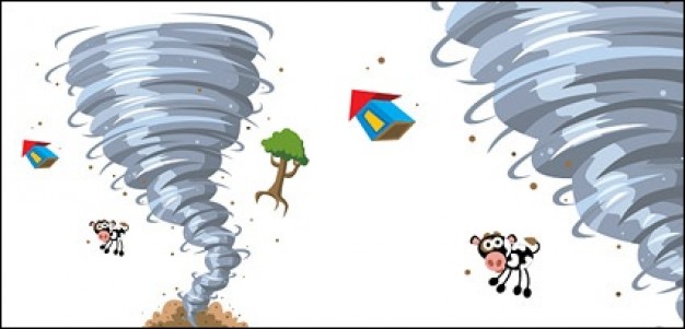 double tornado cartoon material with white background