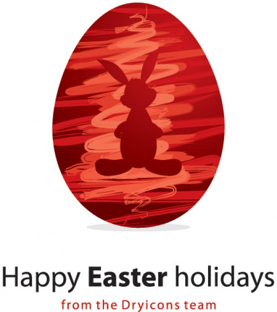 happy easter holidays with red egg and rabbit shadow