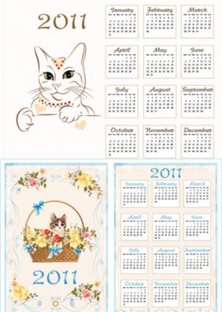 two kitty calendar template