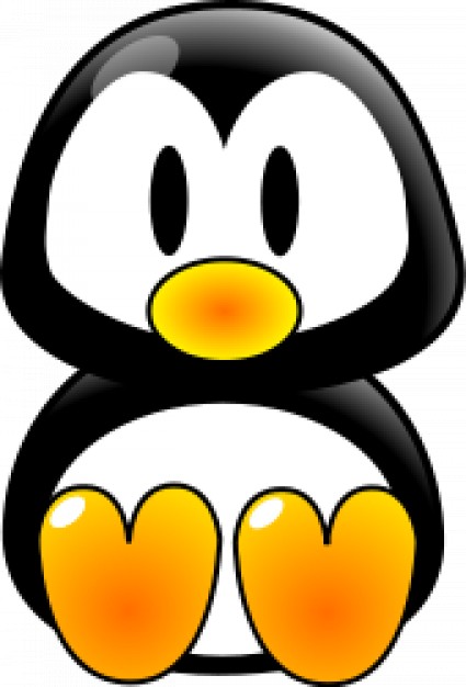 baby tux with yellow mouth and feet in front view