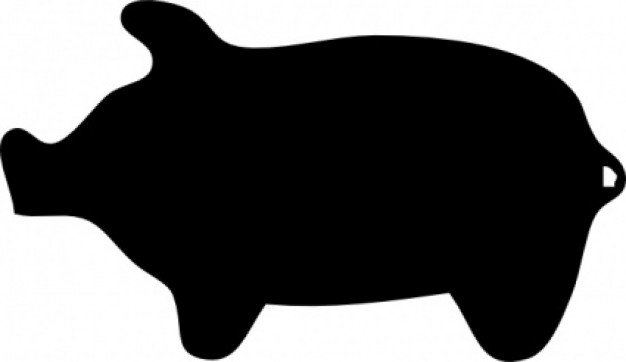 black piggie silhouette clip art in side view