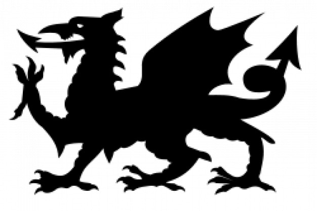 black winged dragon silhouette in side view