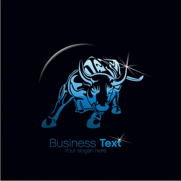 blue lighting bull over dark background