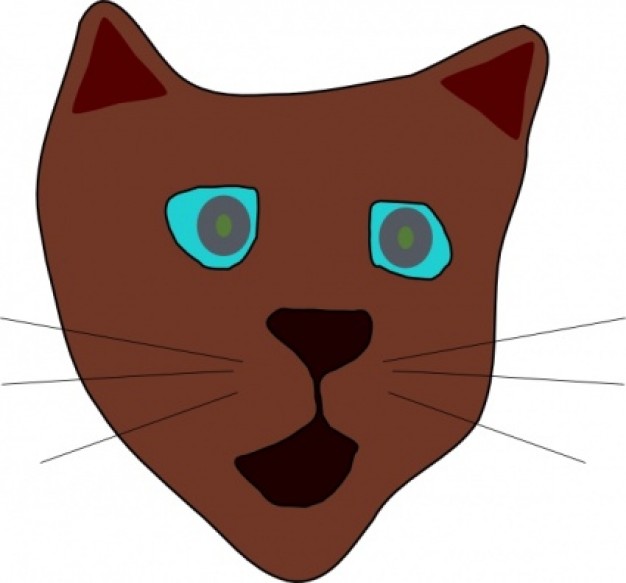 brown cat face clip art with green eye