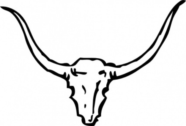 bull skull clip art in simple line