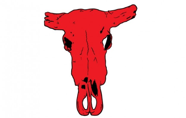 bull skull in red silhouette