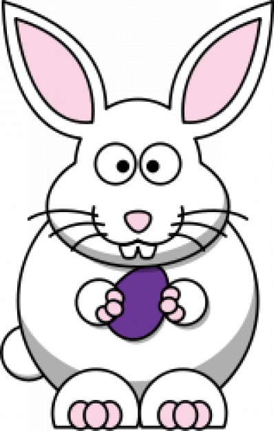 cartoon bunny with purple egg for easter elements