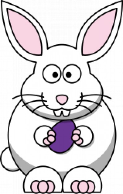 cartoon bunny with purple egg for easter elements