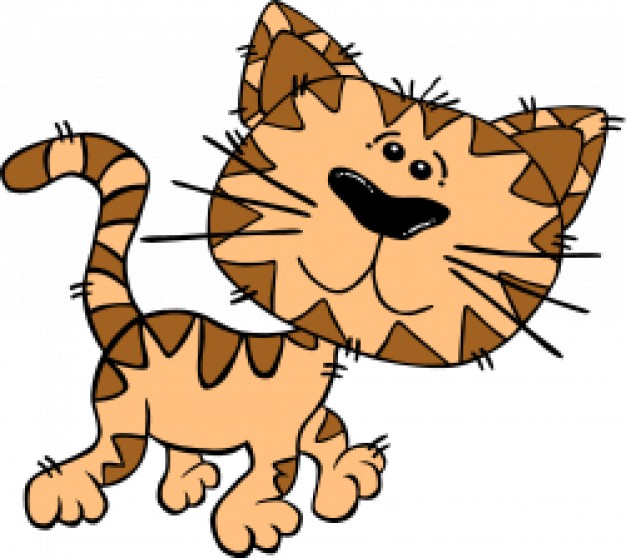 cartoon cat walking with big head