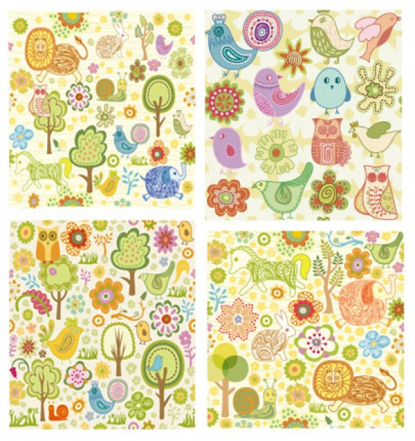 cartoon pattern with abstract zoo elements material