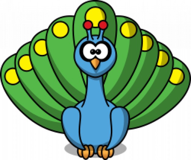 cartoon peacock clip art in front view