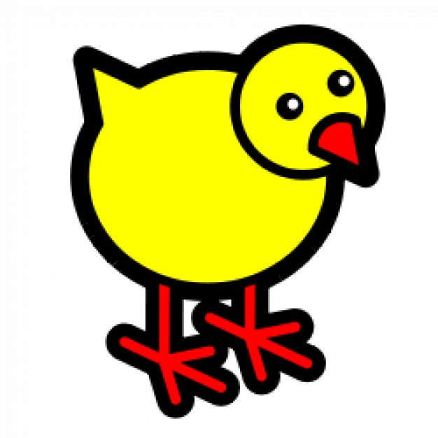 chicken icon doodle with yellow body and red feet