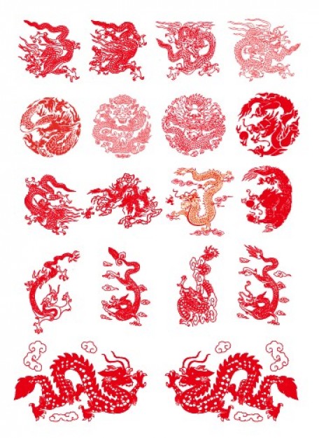chinese style paper cut of the dragon totem